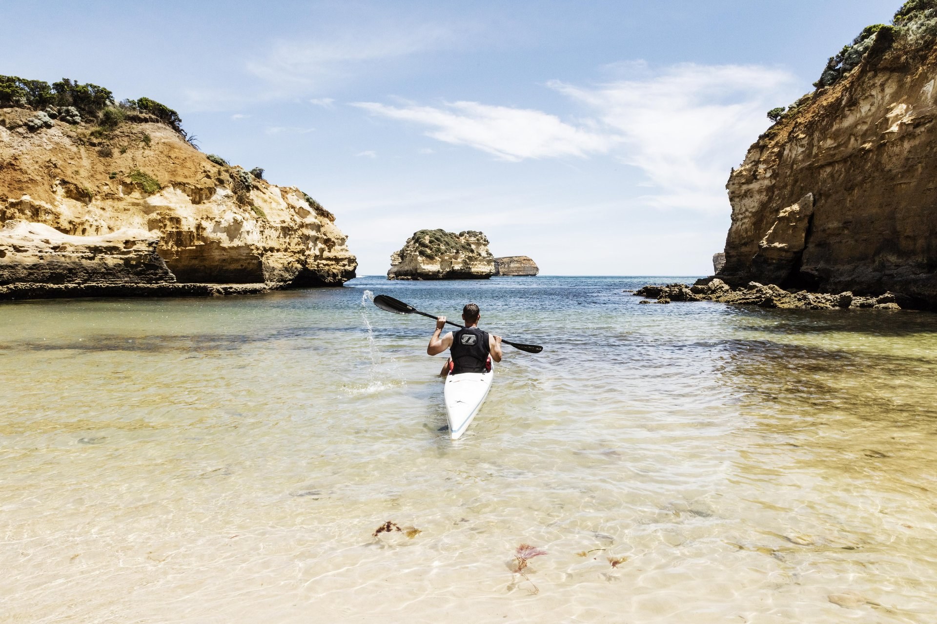 Kayaking sheltered inlets is perfect for an autumn adventure.