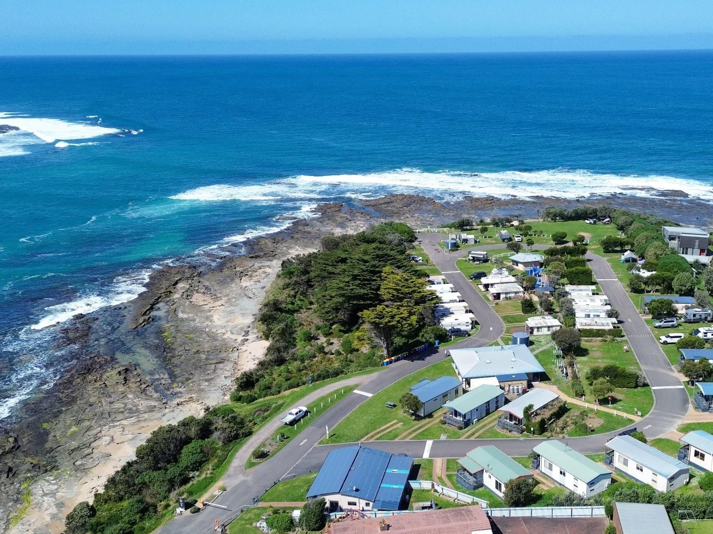 Amazing beachside location, Marengo family Caravan Park, Great Ocean Road